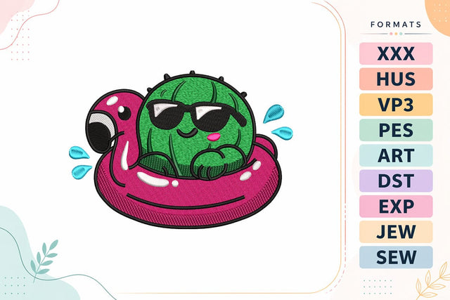 Cute Cactus Flamingo Float Summer Embroidery Design Embroidery/Applique DESIGNS sg embroidery 