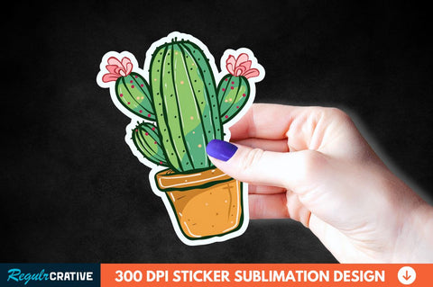 Cute Cactus Succulent Sticker Clipart Design Sublimation Regulrcrative 