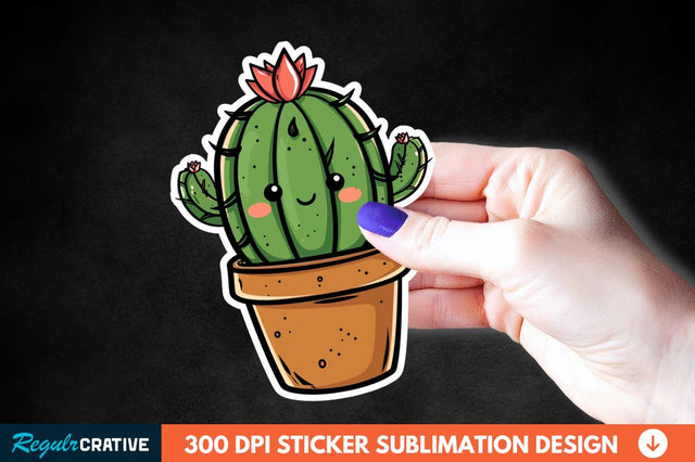 Cute Cactus Succulent Sticker Clipart Sublimation Regulrcrative 