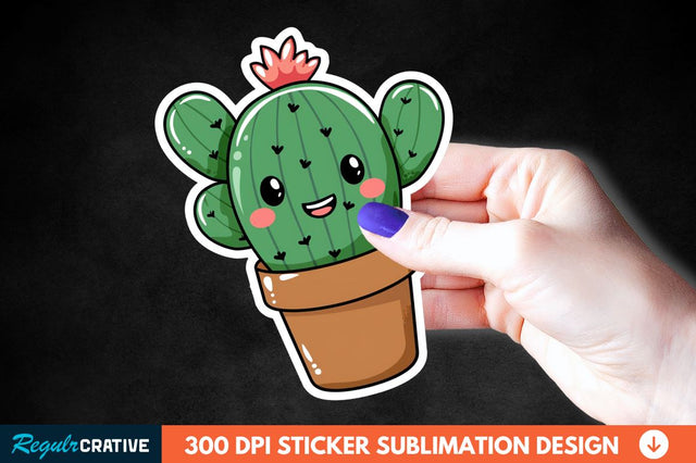 Cute Cactus Succulent Sticker Clipart Sublimation Regulrcrative 