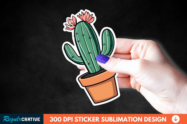 Cute Cactus Succulent Sticker Clipart Sublimation Regulrcrative 