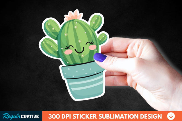 Cute Cactus Succulent Sticker Clipart Sublimation Regulrcrative 