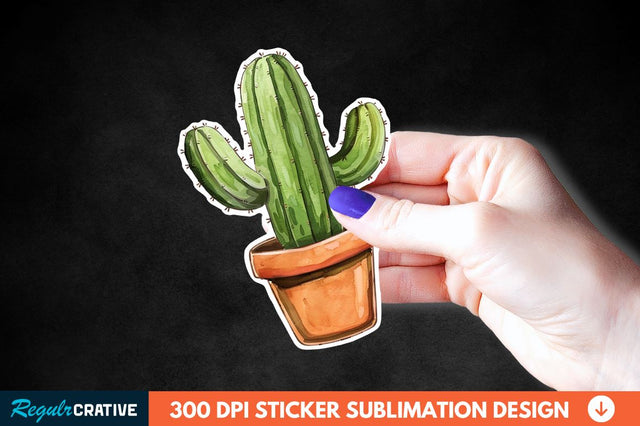 Cute Cactus Succulent Sticker Clipart Sublimation Regulrcrative 