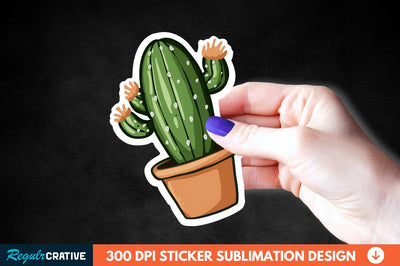 Cute Cactus Succulent Sticker Clipart Sublimation Regulrcrative 