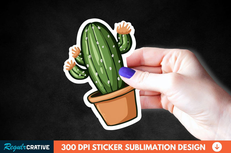 Cute Cactus Succulent Sticker Clipart Sublimation Regulrcrative 