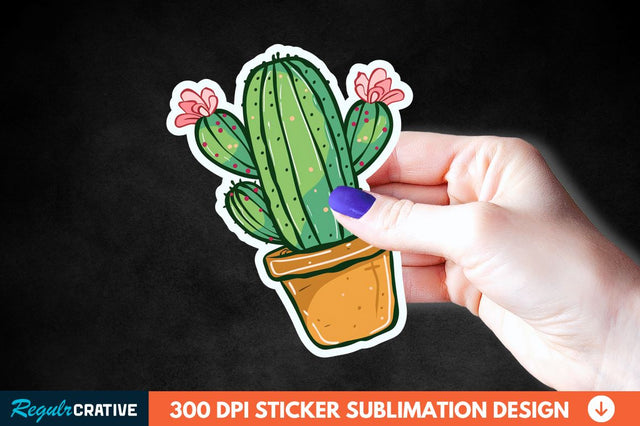 Cute Cactus Succulent Sticker Clipart Sublimation Regulrcrative 
