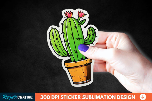 Cute Cactus Succulent Sticker Clipart Sublimation Regulrcrative 