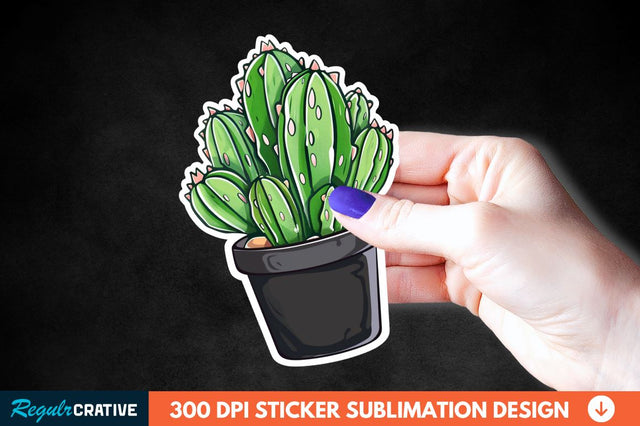 Cute Cactus Succulent Sticker Clipart Sublimation Regulrcrative 