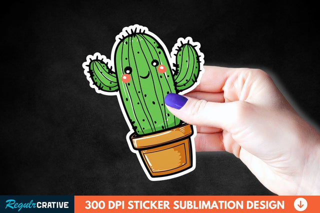 Cute Cactus Succulent Sticker Clipart Sublimation Regulrcrative 