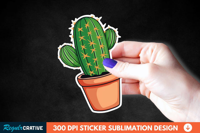 Cute Cactus Succulent Sticker Clipart Sublimation Regulrcrative 