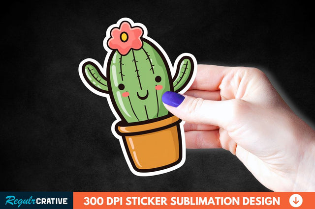 Cute Cactus Succulent Sticker Clipart Sublimation Regulrcrative 