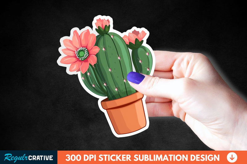 Cute Cactus Succulent Sticker Clipart Sublimation Regulrcrative 