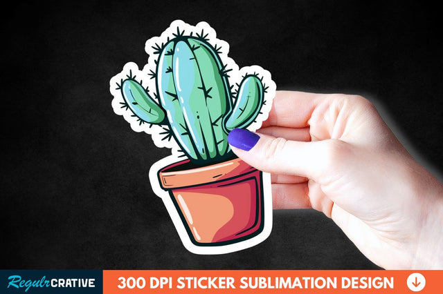 Cute Cactus Succulent Sticker Clipart Sublimation Regulrcrative 