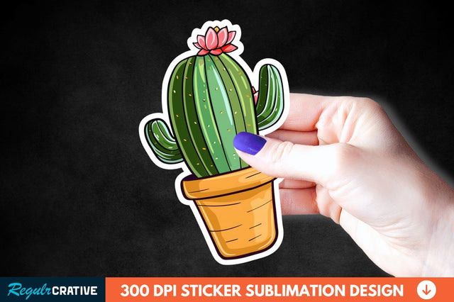 Cute Cactus Succulent Sticker Clipart Sublimation Regulrcrative 