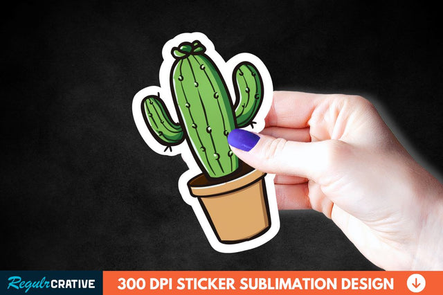 Cute Cactus Succulent Sticker Clipart Sublimation Regulrcrative 