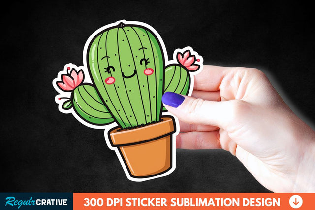 Cute Cactus Succulent Sticker Clipart Sublimation Regulrcrative 