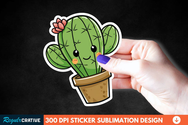 Cute Cactus Succulent Sticker Clipart Sublimation Regulrcrative 