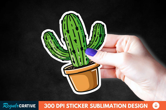 Cute Cactus Succulent Sticker Clipart Sublimation Regulrcrative 