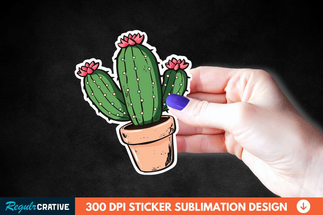 Cute Cactus Succulent Sticker Clipart Sublimation Regulrcrative 