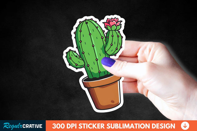 Cute Cactus Succulent Sticker Clipart Sublimation Regulrcrative 