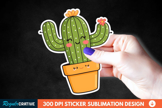 Cute Cactus Succulent Sticker Clipart Sublimation Regulrcrative 