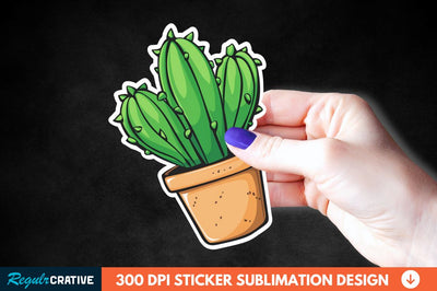 Cute Cactus Succulent Sticker Clipart Sublimation Regulrcrative 