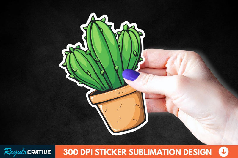 Cute Cactus Succulent Sticker Clipart Sublimation Regulrcrative 