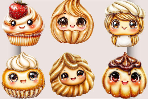 Cute Café & Bakery Dumpling Clipart Bundle. Sublimation SVGArt 