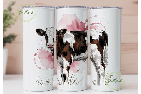 Cute Calf 20oz Tumbler Wrap Sublimation PixelChick 