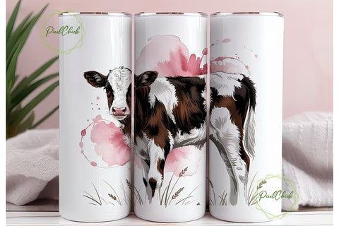 Cute Calf 20oz Tumbler Wrap Sublimation PixelChick 