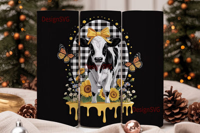 Cute Calf and Sunflowers 20oz Tumbler Sublimation DesignSVG 