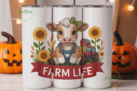 Cute Calf Farm Life 20oz Tumbler Wrap Sublimation PixelChick 