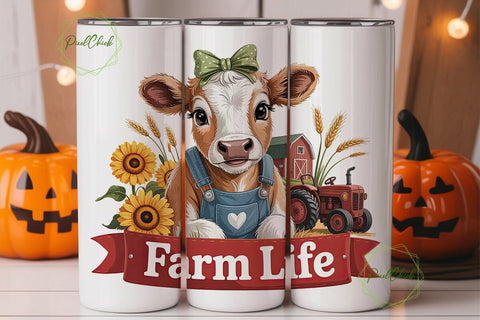 Cute Calf Farm Life 20oz Tumbler Wrap Sublimation PixelChick 