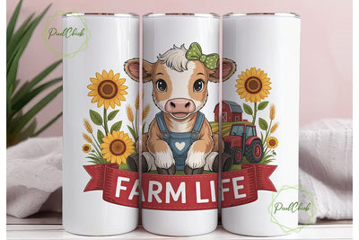 Cute Calf Farm Life 20oz Tumbler Wrap Sublimation PixelChick 