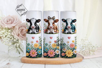 Cute Calf & Flowers 20oz Tumbler Wrap Sublimation sassyprint 