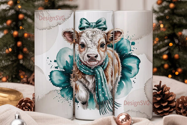 Cute Calf Tumbler Wrap Sublimation DesignSVG 
