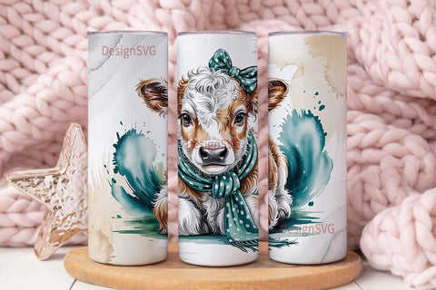 Cute Calf Tumbler Wrap Sublimation DesignSVG 