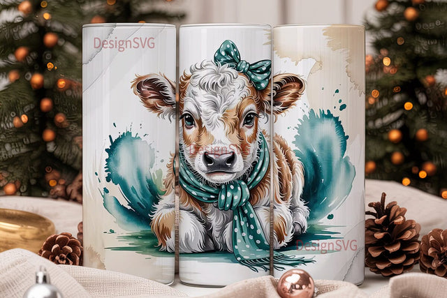 Cute Calf Tumbler Wrap Sublimation DesignSVG 