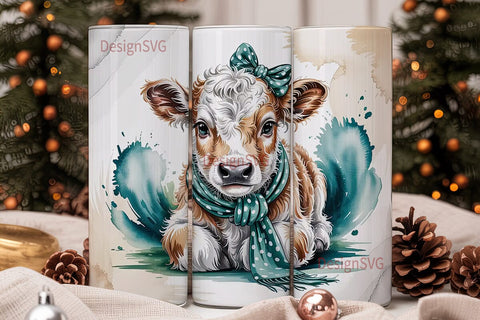 Cute Calf Tumbler Wrap Sublimation DesignSVG 