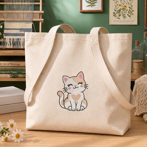 Cute Calico Cat Embroidery Design – Heart Kitty Animal Machine Embroidery File Embroidery/Applique DESIGNS PatternFeed8 