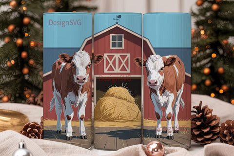 Cute Calves and Barn 20oz Tumbler Wrap Sublimation DesignSVG 