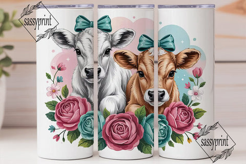 Cute Calves Floral 20oz Tumbler Wrap Sublimation sassyprint 