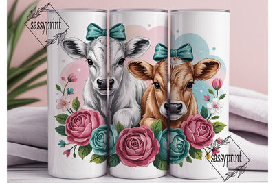 Cute Calves Floral 20oz Tumbler Wrap Sublimation sassyprint 