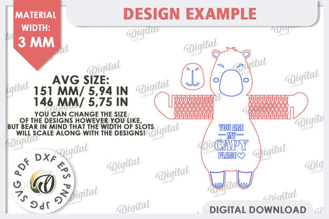 Cute Capybara Candy Holder Laser Cut. Valentines Gift SVG SVG Evgenyia Guschina 