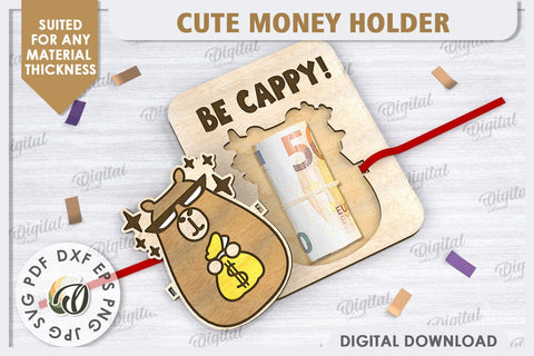 Cute Capybara Money Holder Laser Cut Design. Money Gift SVG SVG Evgenyia Guschina 