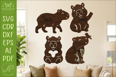 Cute Capybara Silhouettes 4 Capybara Animal Cut Files 1 SVG APInspireddesigns 