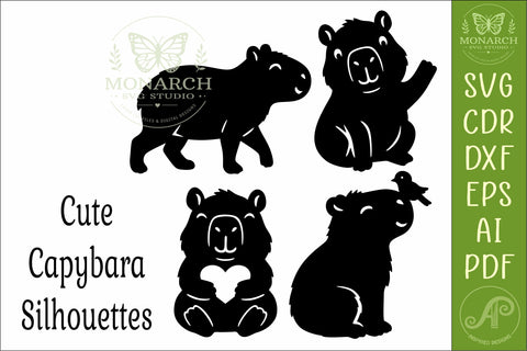 Cute Capybara Silhouettes 4 Capybara Animal Cut Files 1 SVG APInspireddesigns 