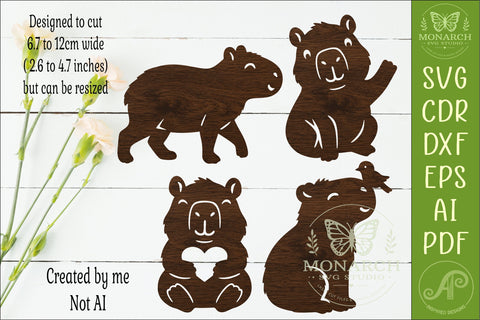 Cute Capybara Silhouettes 4 Capybara Animal Cut Files 1 SVG APInspireddesigns 