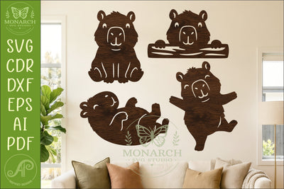 Cute Capybara Silhouettes 4 Capybara Animal Cut Files 2 SVG APInspireddesigns 