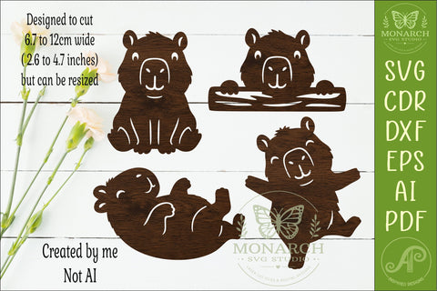 Cute Capybara Silhouettes 4 Capybara Animal Cut Files 2 SVG APInspireddesigns 
